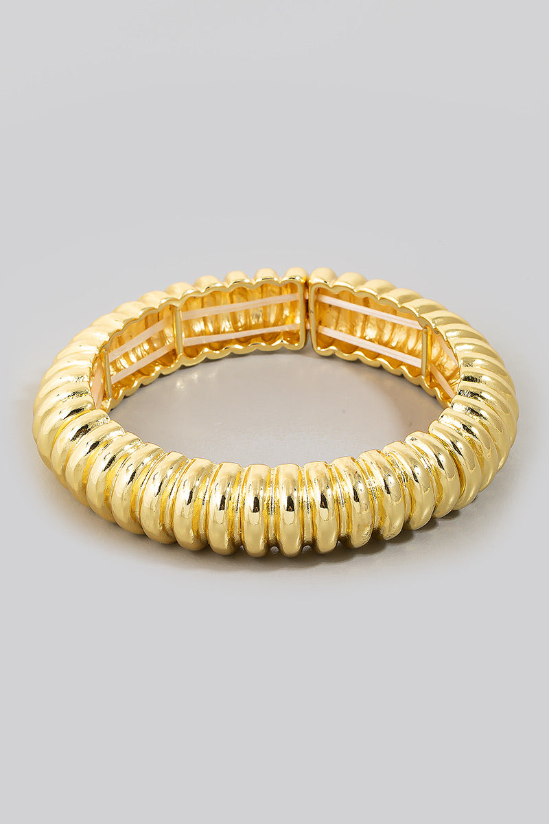 ELASTIC TEXTURED BANGLE BRACELET GOLD