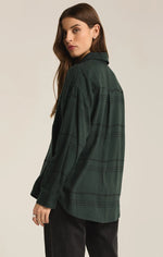 RIVER PLAID BUTTON UP CYPRUS GREEN