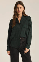 RIVER PLAID BUTTON UP CYPRUS GREEN