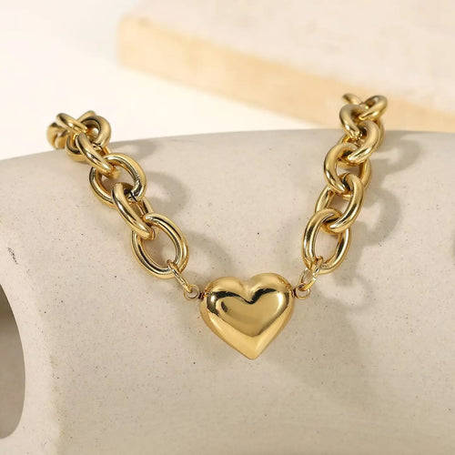 STAINLESS STEEL CHUNKY HEART6 BRACELET