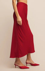 EUROPA POLY SHEEN SKIRT HAUTE RED