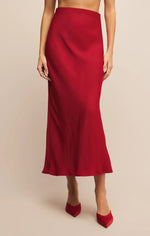 EUROPA POLY SHEEN SKIRT HAUTE RED