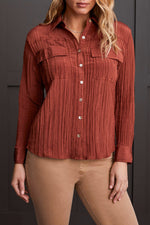 BLOUSE W/ COLLAR MAHOGANY