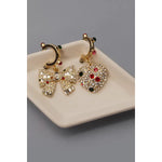 HOLIDAY RHINESTONE HEART BOW EARRINGS