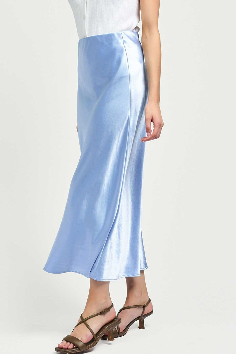 CLOUDY BLUE SATIN SKIRT