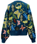 DARK TEAL SCATTERED BUTTERFLY CARDIGAN