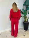 VALENCIA SOFT KNIT PULL ON PANTS RED/WHITE