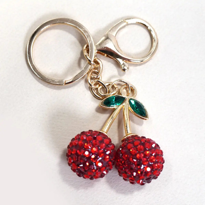 RHINESTONE CHERRY DROP BAG CHARM