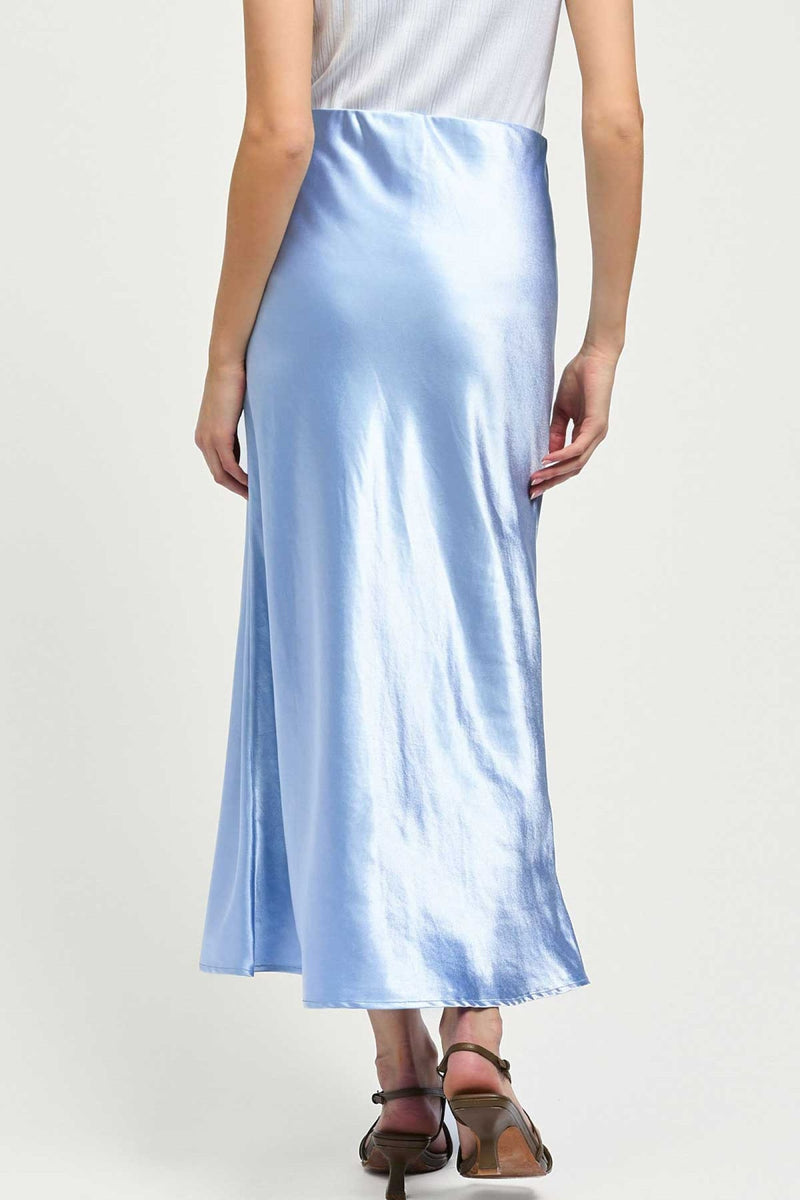 CLOUDY BLUE SATIN SKIRT