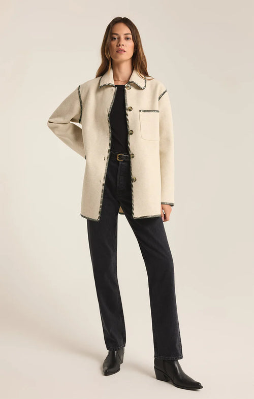 OLIVIA WHIPSTITCH JACKET OATMEAL HEATHER