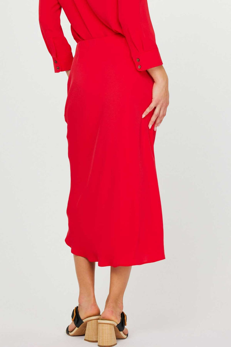 BIAS MIDI SKIRT RED