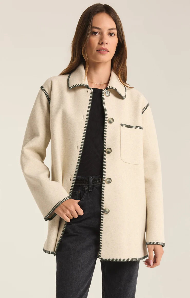 OLIVIA WHIPSTITCH JACKET OATMEAL HEATHER