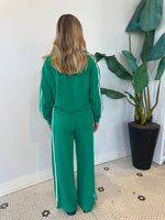 ALISE SOFT KNIT ZIP UP GREEN/WHITE