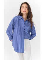 HATTIE POPLIN OVERSIZED STRIPE SHIRT DARK BLUE