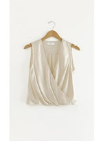 MELINA SURPLICE SATIN TOP STONE