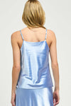 CLOUDY BLUE SATIN TOP