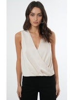 MELINA SURPLICE SATIN TOP STONE