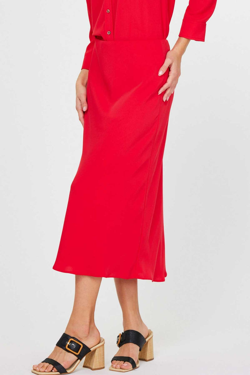 BIAS MIDI SKIRT RED