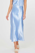 CLOUDY BLUE SATIN SKIRT