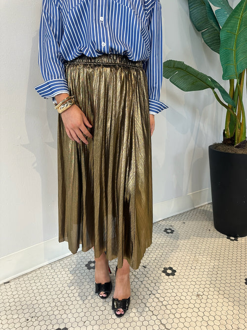 GOLD METALLIC A-LINE SKIRT