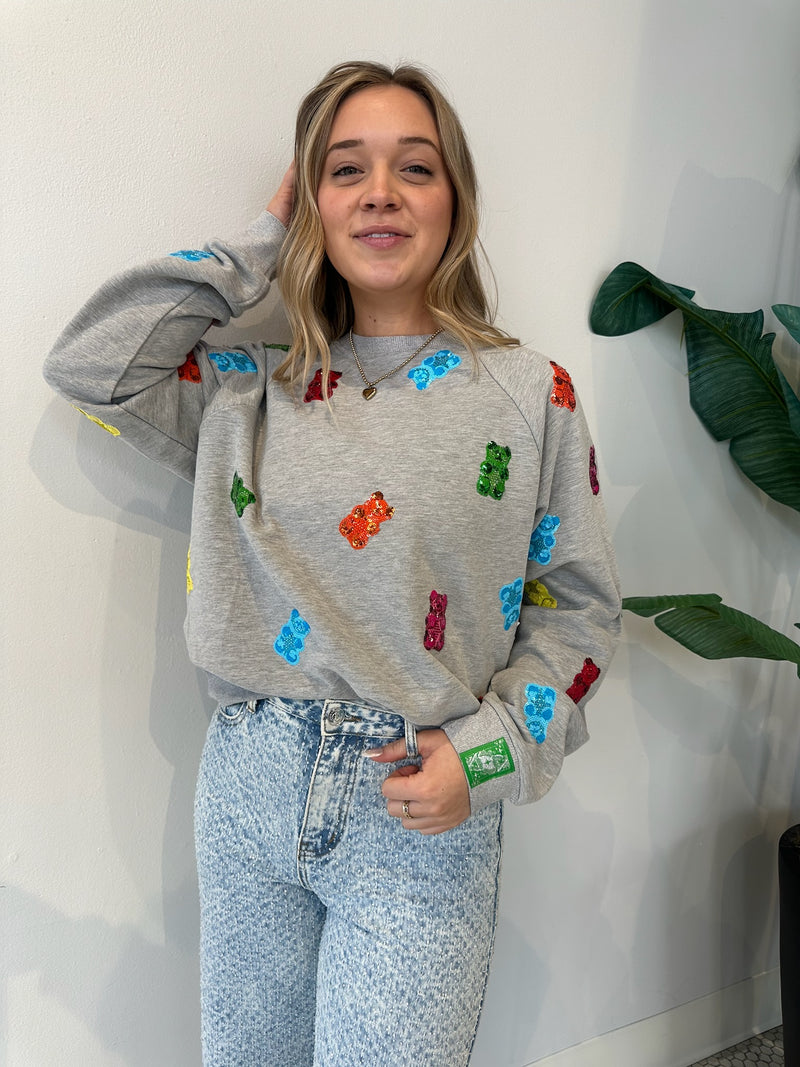 GREY GUMMY BEAR CROPPED SWEATSHIRT