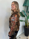 BLACK & TAN TIGER STRIPE BUTTON UP CARDIGAN