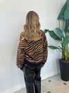 BLACK & TAN TIGER STRIPE BUTTON UP CARDIGAN