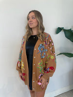 BROWN MULTI SNAKE CARDIGAN DRESS