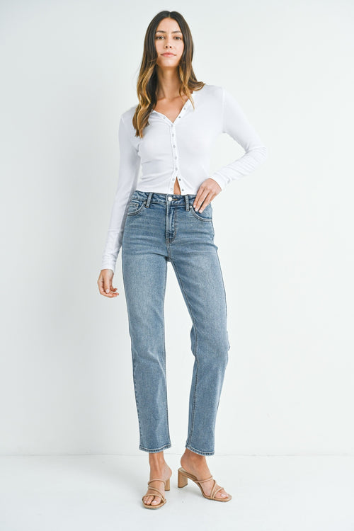 CLEAN STRETCH STRAIGHT MEDIUM DENIM