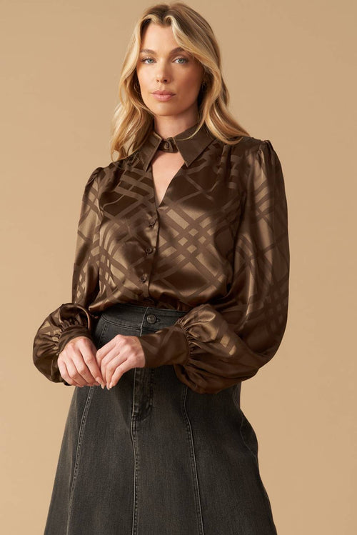 SATIN BLOUSE BROWN