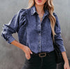 BLUE DENIM VERSATILE COLLAR SHIRT