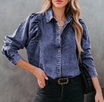 BLUE DENIM VERSATILE COLLAR SHIRT