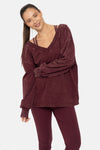 MINERAL WASH COTTON BLEND LONG SLEEVE PLUM