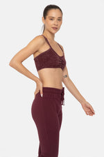 MINERAL WASH COTTON BLEND LOUNGE BRA PLUM