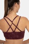 MINERAL WASH COTTON BLEND LOUNGE BRA PLUM