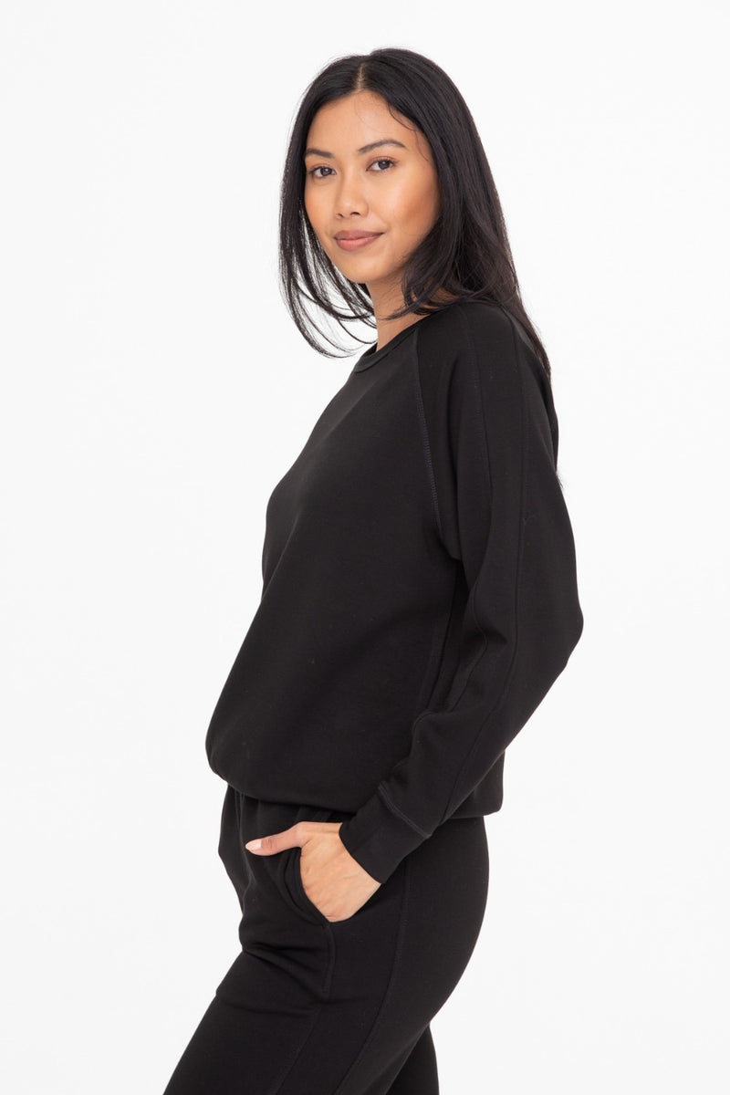 ELEVATED CREW NECK PULLOVER BLACK