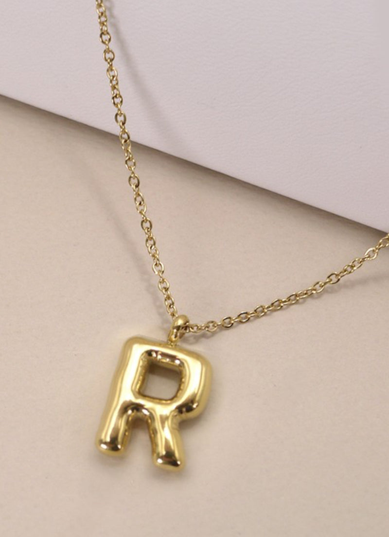 18K GOLD DIPPED BUBBLE INITIAL NECKLACE