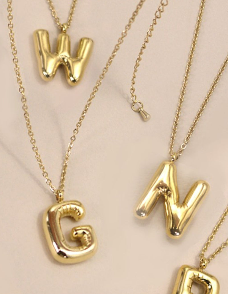 18K GOLD DIPPED BUBBLE INITIAL NECKLACE