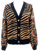 BLACK & TAN TIGER STRIPE BUTTON UP CARDIGAN