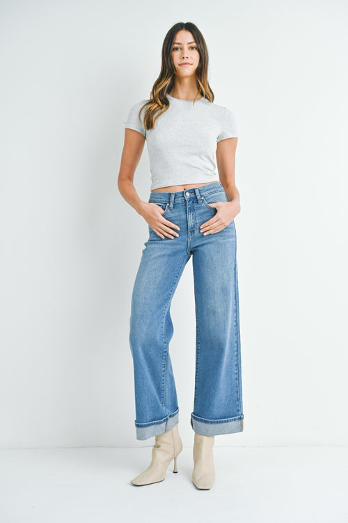 CUFFED PALAZZO MEDIUM DENIM