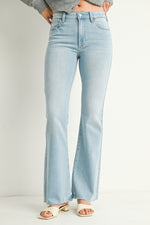 FLARE JEANS WITH HEM DETAIL LIGHT DENIM